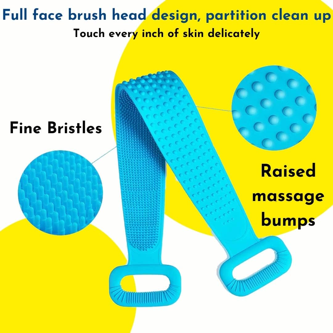 2 Pic Silicone Back Scrubber Bath Belts - Bath Accessory Designed For Body Exfoliation And Daily Hygiene Routine (Random Color)
