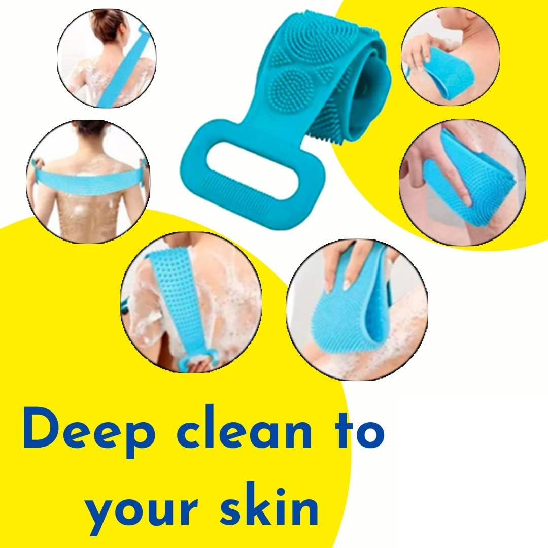 2 Pic Silicone Back Scrubber Bath Belts - Bath Accessory Designed For Body Exfoliation And Daily Hygiene Routine (Random Color)